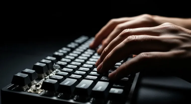 Manos tecleando mecánico teclado inteligencia artificial
