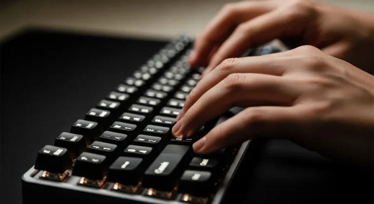 Manos tecleando mecánico teclado inteligencia artificial