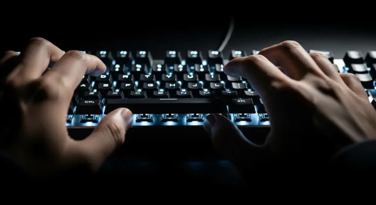 Manos tecleando mecánico teclado inteligencia artificial