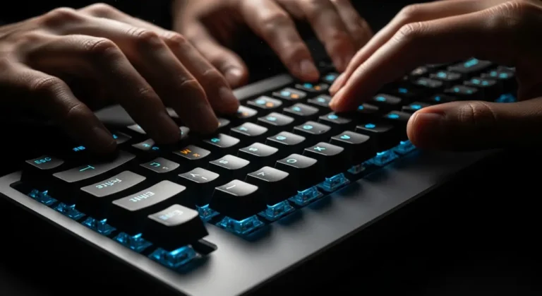 Manos tecleando mecánico teclado inteligencia artificial
