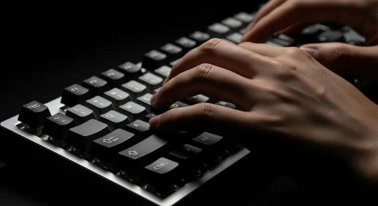 Manos tecleando mecánico teclado inteligencia artificial