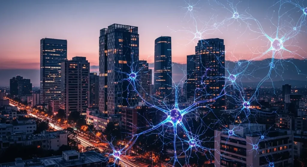 México ciudad horizonte atardecer ciudad inteligente