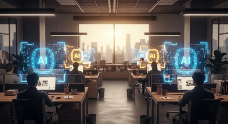 Oficina estaciones de trabajo holo inteligencia artificial