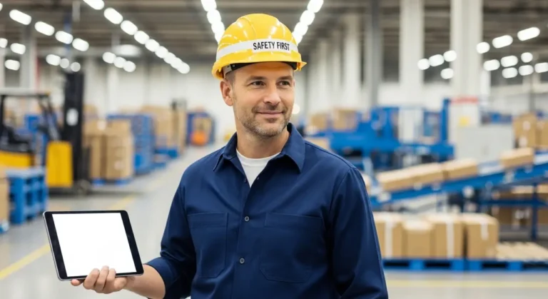 Operaciones manager holding tablet inteligencia artificial