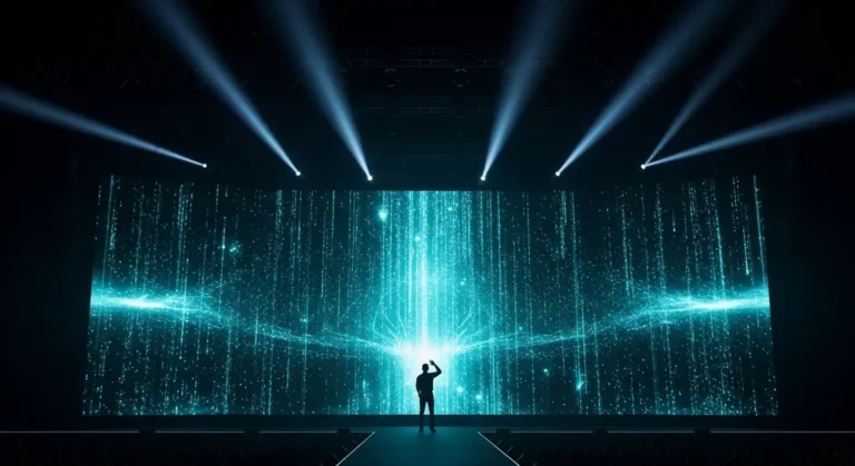 Artista oscuro escenario entretenimiento con IA