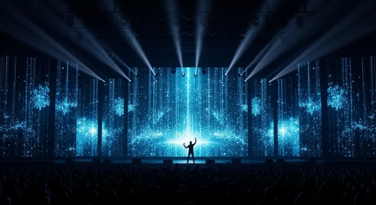 Artista oscuro escenario entretenimiento con IA