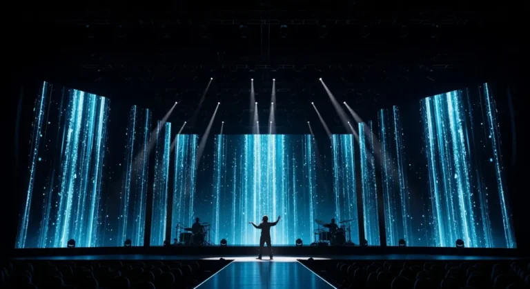 Artista silhouetted against entretenimiento con IA