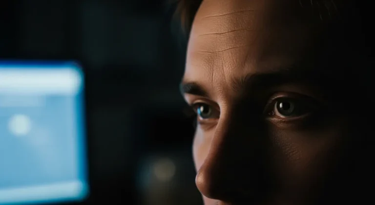 Person's eyes illuminated mon inteligencia artificial