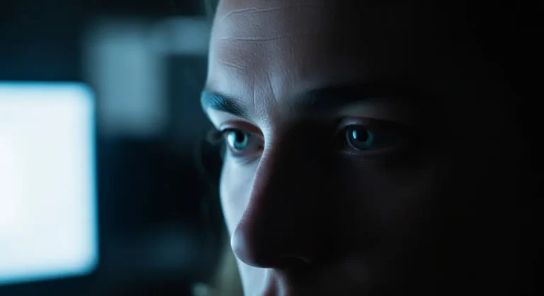 Person's eyes illuminated mon inteligencia artificial