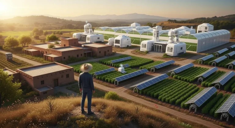 Inteligente granja futuro amanecer agricultura inteligente