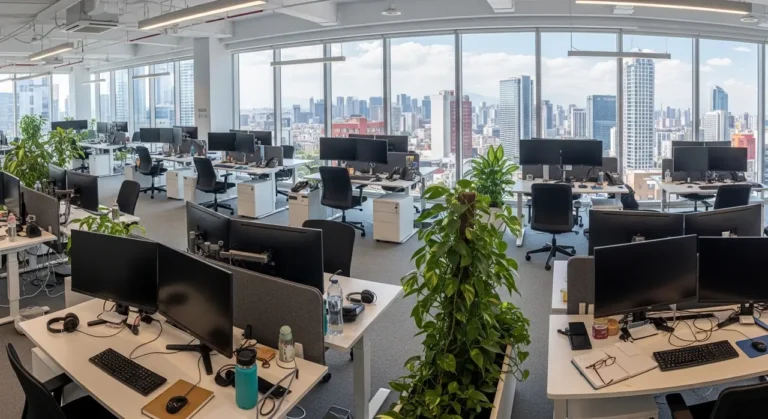 Startup oficina interior ciudad view startups tecnología