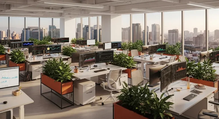 Startup oficina interior ciudad view startups tecnología