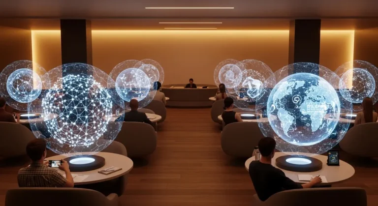 Estudiantes holográfico learning educación con IA