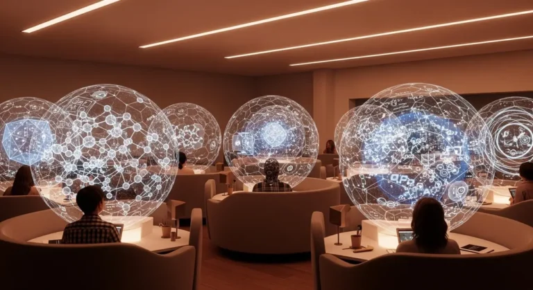 Estudiantes holográfico learning educación con IA
