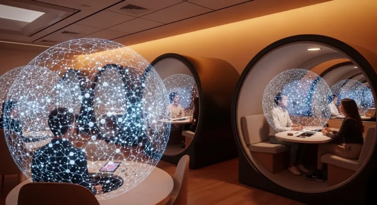 Estudiantes learning holográfico educación con IA