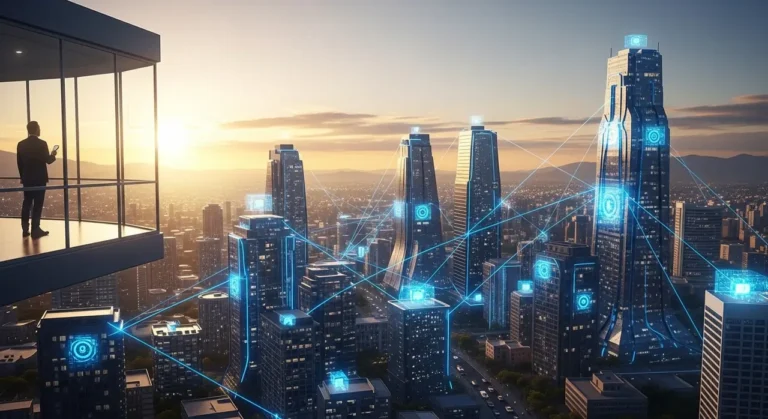 Amanecer sobre futurista mexicano ciudad inteligente