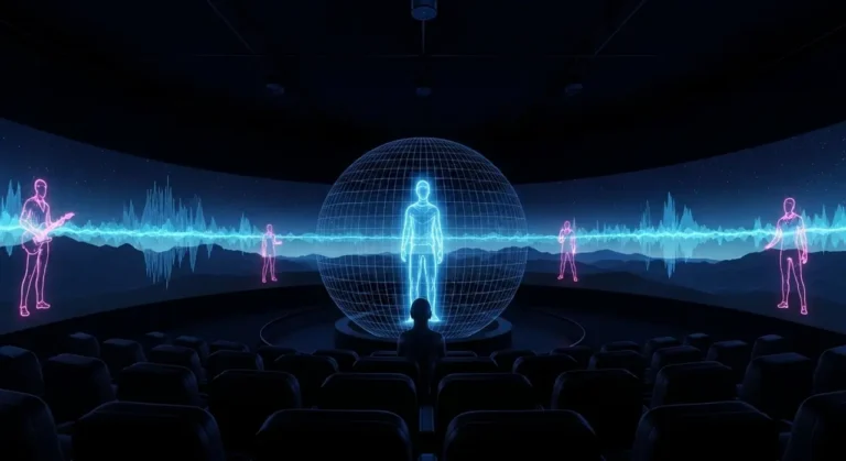 Espectador oscuro spherical theater entretenimiento con IA