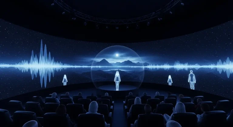 Espectador oscuro spherical theater entretenimiento con IA