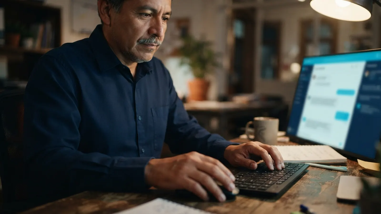 El proceso: una persona trabajando en su computadora · Empresas Mexicanas que Transformaron con IA