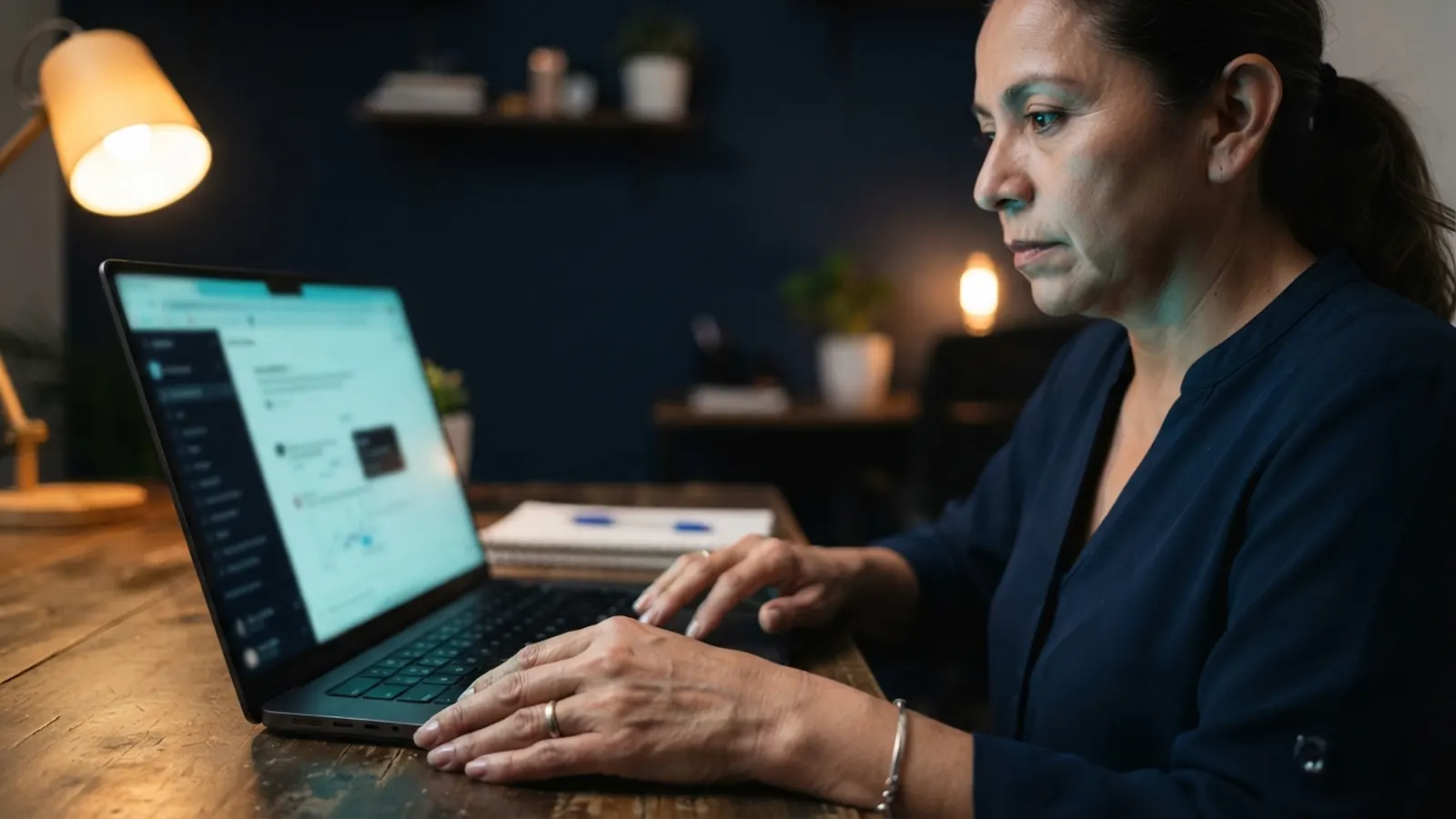 El proceso: una persona trabajando en su computadora · Cómo Automatizar tu PyME Mexicana con IA y Menos de $50,000 MXN