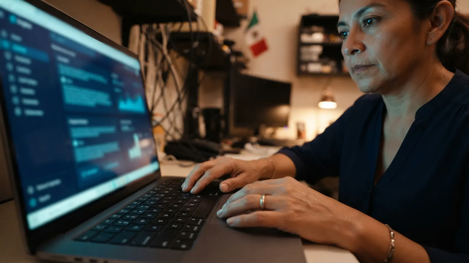 El proceso: una persona trabajando en su computadora · Flujos de Trabajo con IA: Cómo Automatizar tu Empresa en México 2026