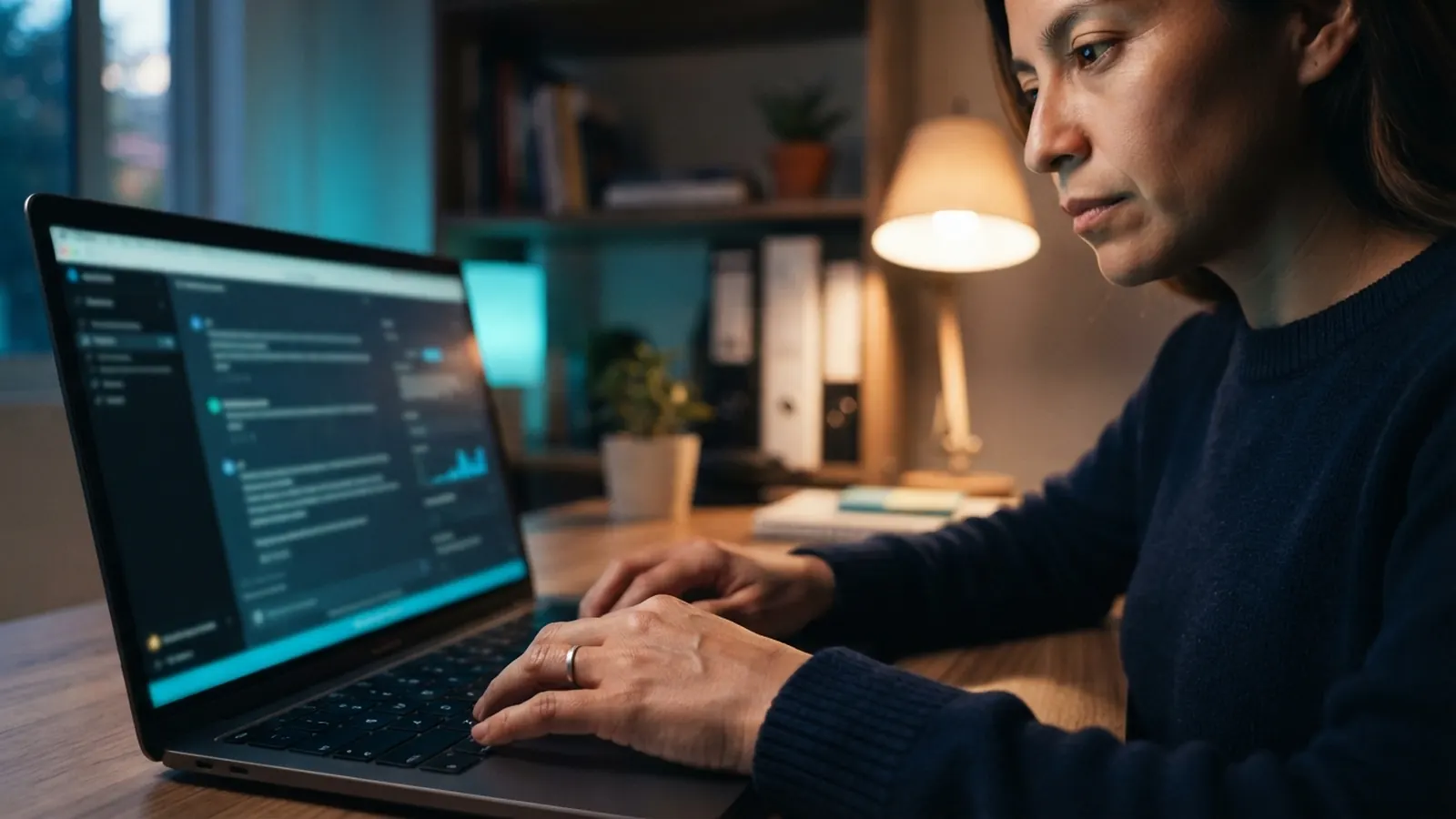 El proceso: una persona trabajando en su computadora · EU AI Act: Protege tu Negocio en México