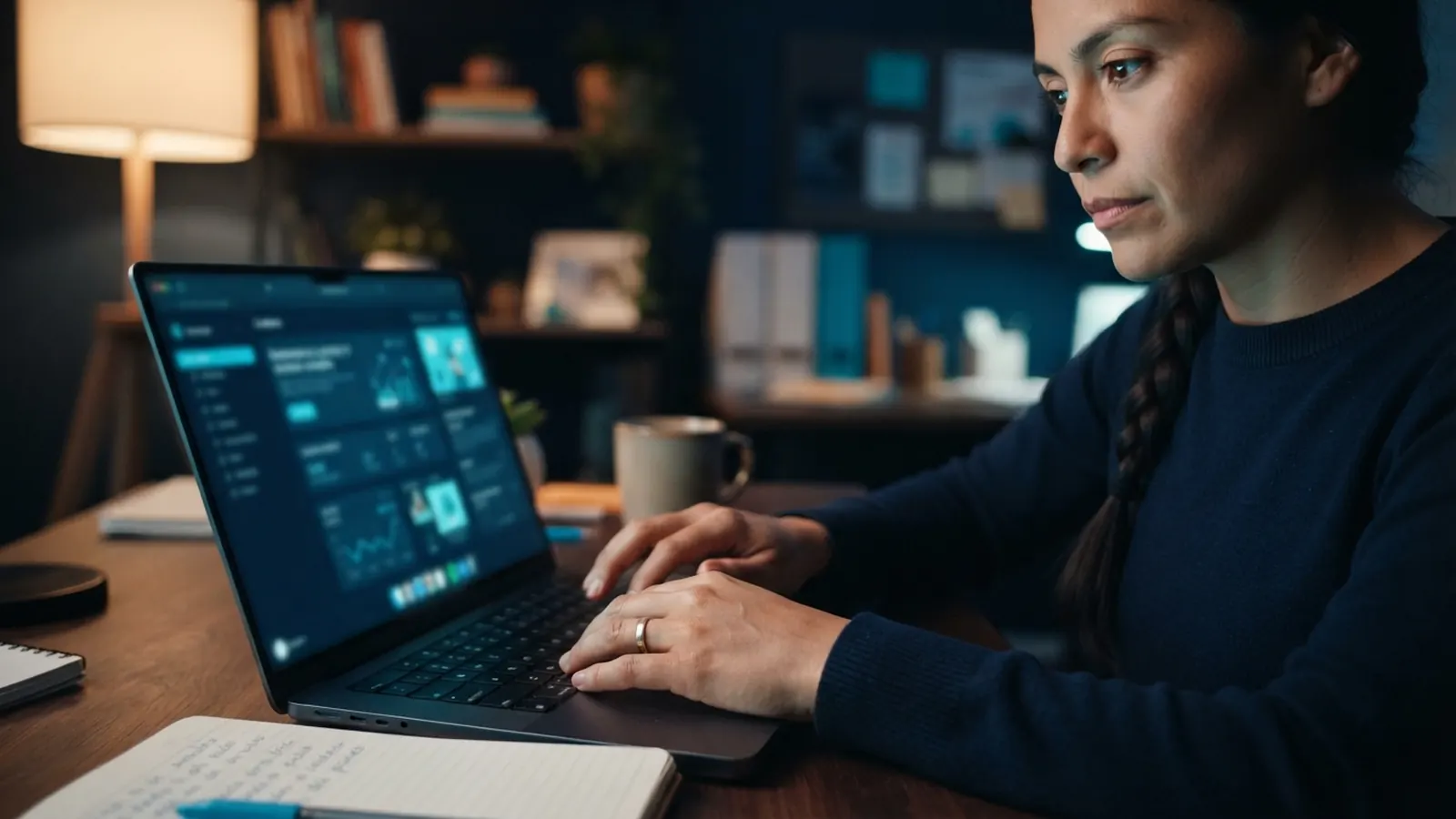 El proceso: una persona trabajando en su computadora · IA para ONGs y Sector Social en México 2026: Maximiza tu Impacto con Tecnología