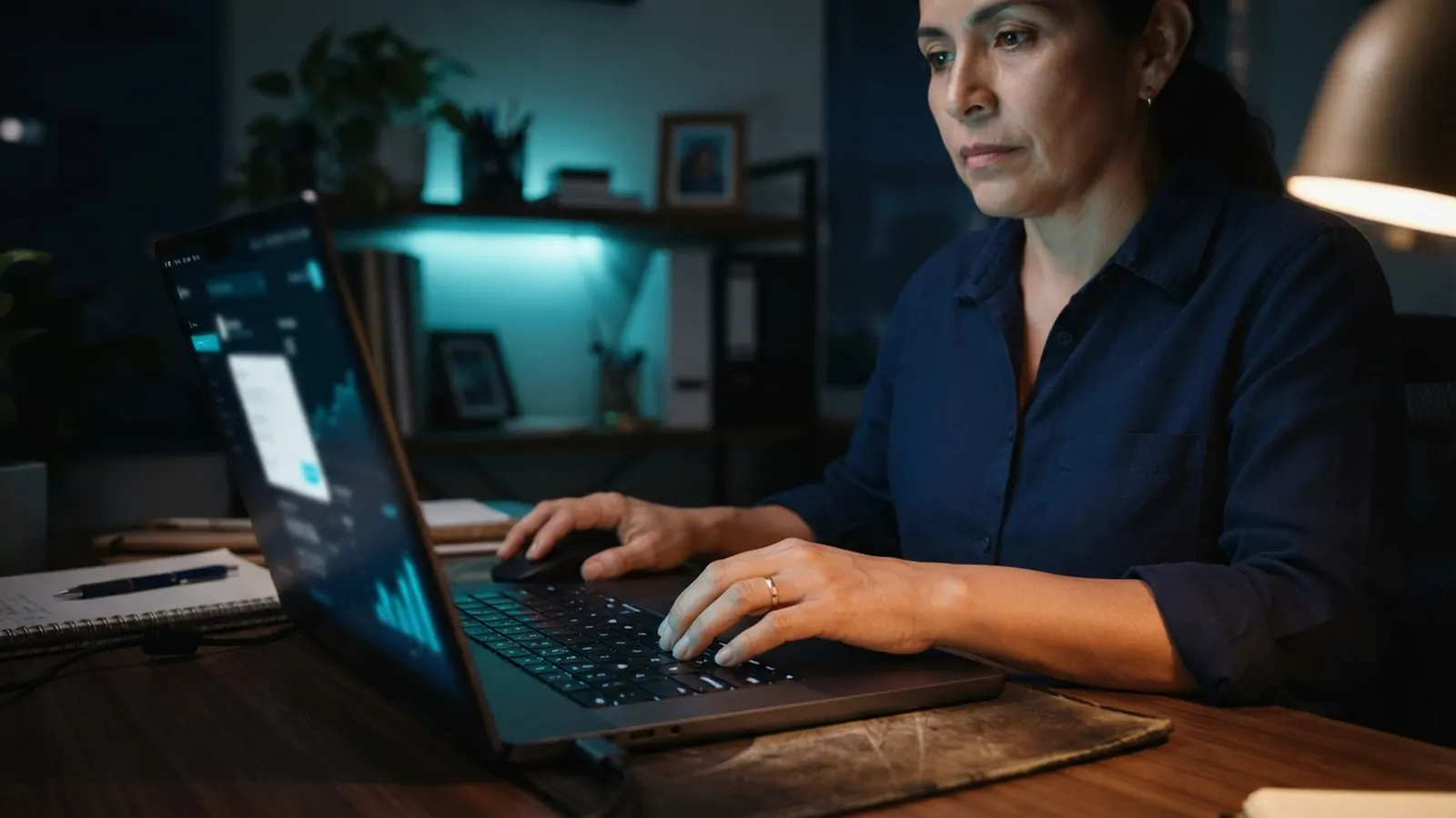 El proceso: una persona trabajando en su computadora · IA para Call Centers y Contact Centers en México 2026: Automatización, Análisis de Sentimiento y Atención al Cliente Inteligente