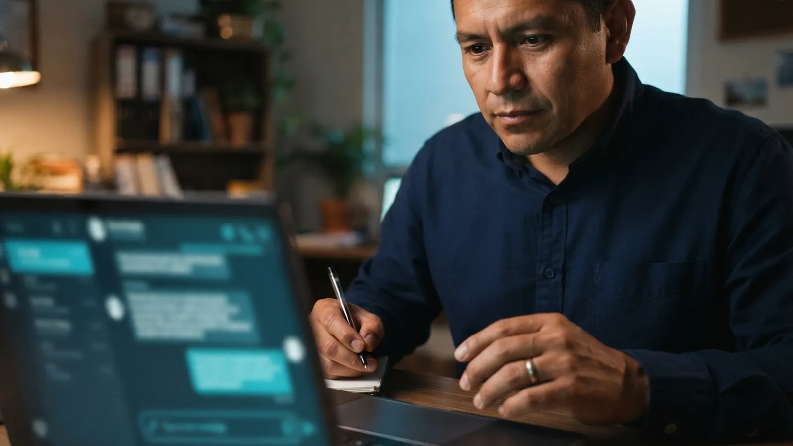 El proceso: una persona trabajando en su computadora · Imprentas y serigrafías: IA para cotización automática y diseño