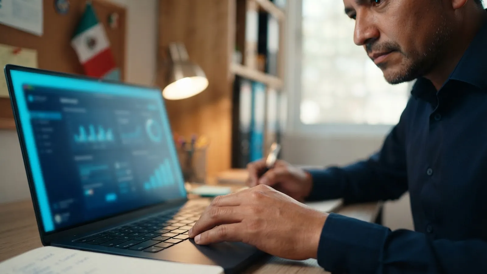 El proceso: una persona trabajando en su computadora · Crear Chatbot IA para Empresa sin Programar
