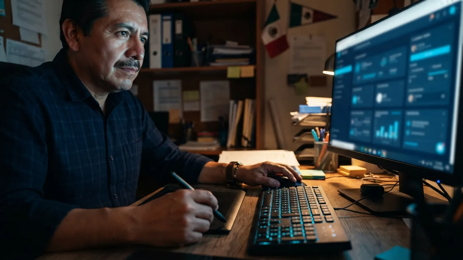 El proceso: una persona trabajando en su computadora · ¿Es Posible Crear un SaaS Completo Sin Equipo de Desarrollo?
