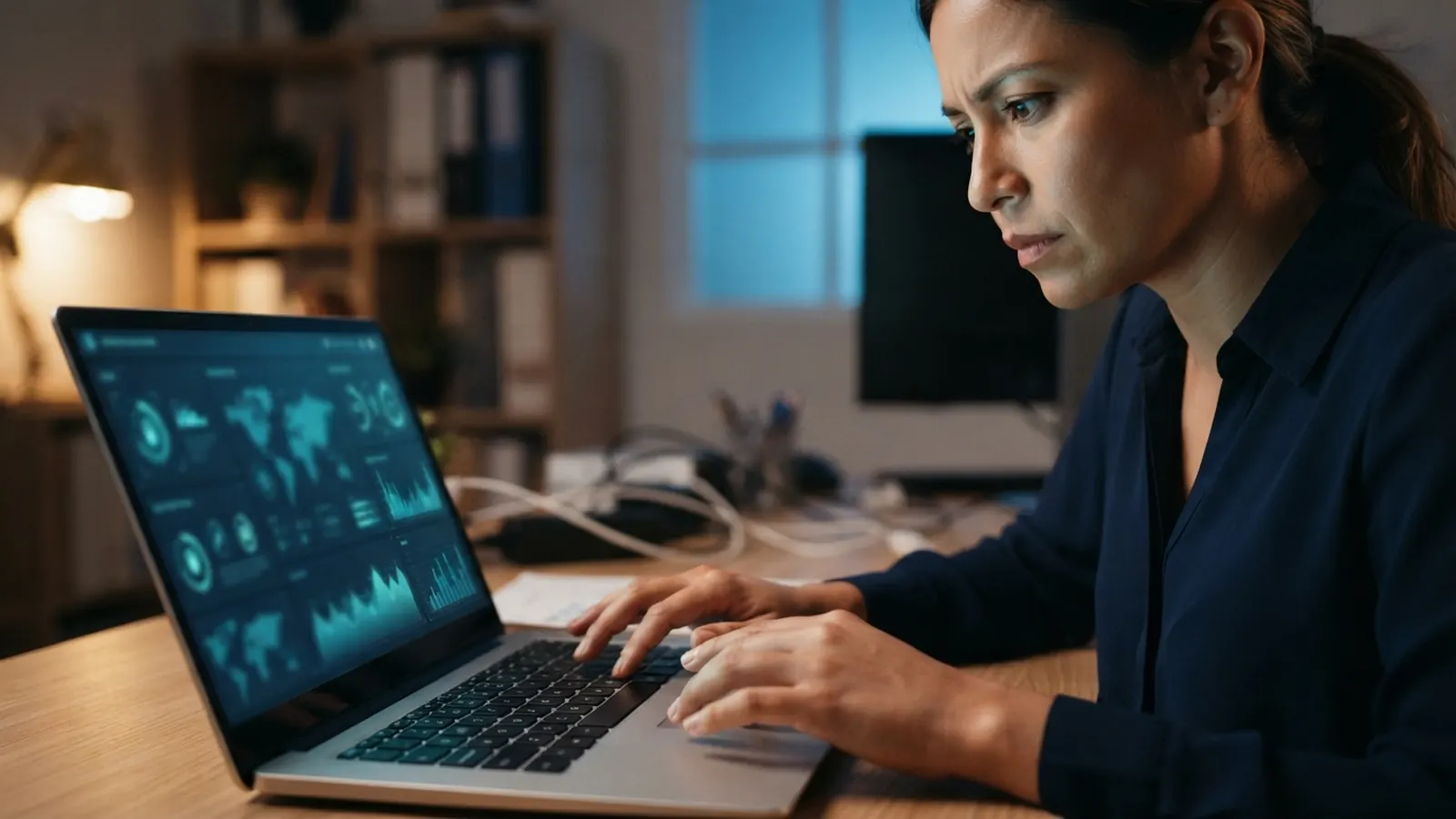 El proceso: una persona trabajando en su computadora · Desarrollo de Portales Web con IA para Empresas en México