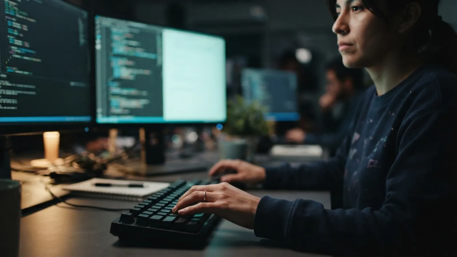 El proceso: una persona trabajando en su computadora · SaaS de IA para Ventas: CRM Inteligente, Scoring y Predicción