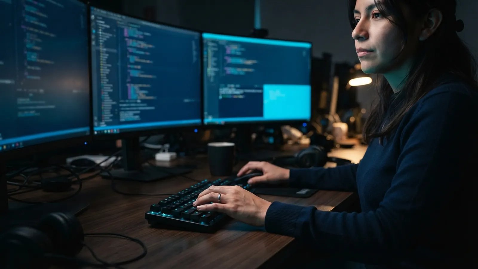 El proceso: una persona trabajando en su computadora · Software IA a Medida para Empresas México