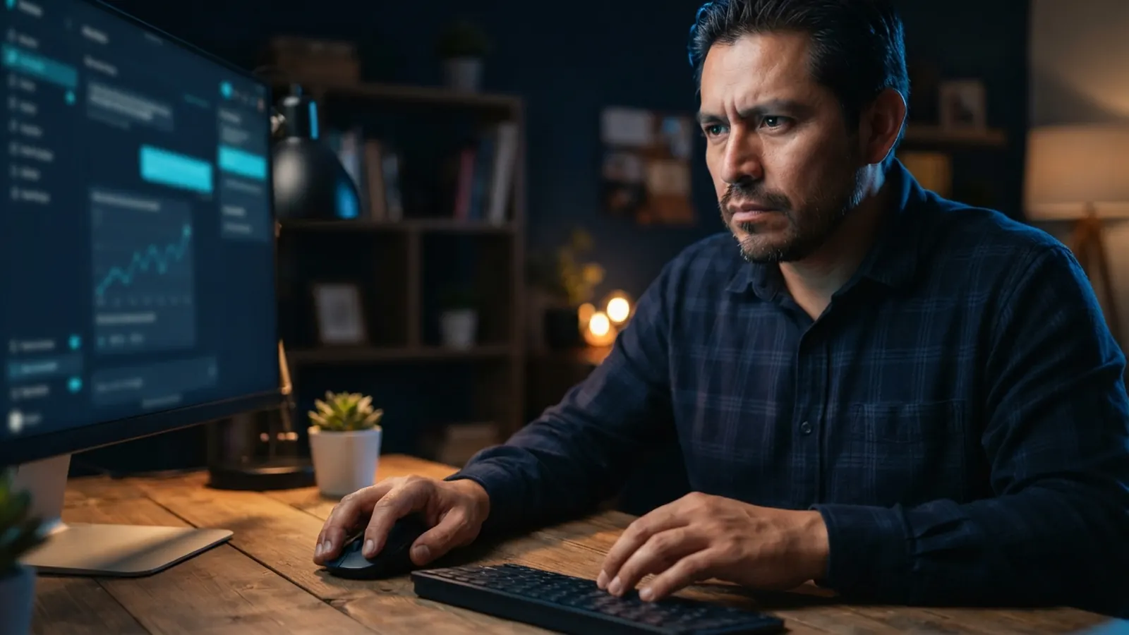 El proceso: una persona trabajando en su computadora · Páginas de Difamación con IA: Docentes bajo Ataque Digital