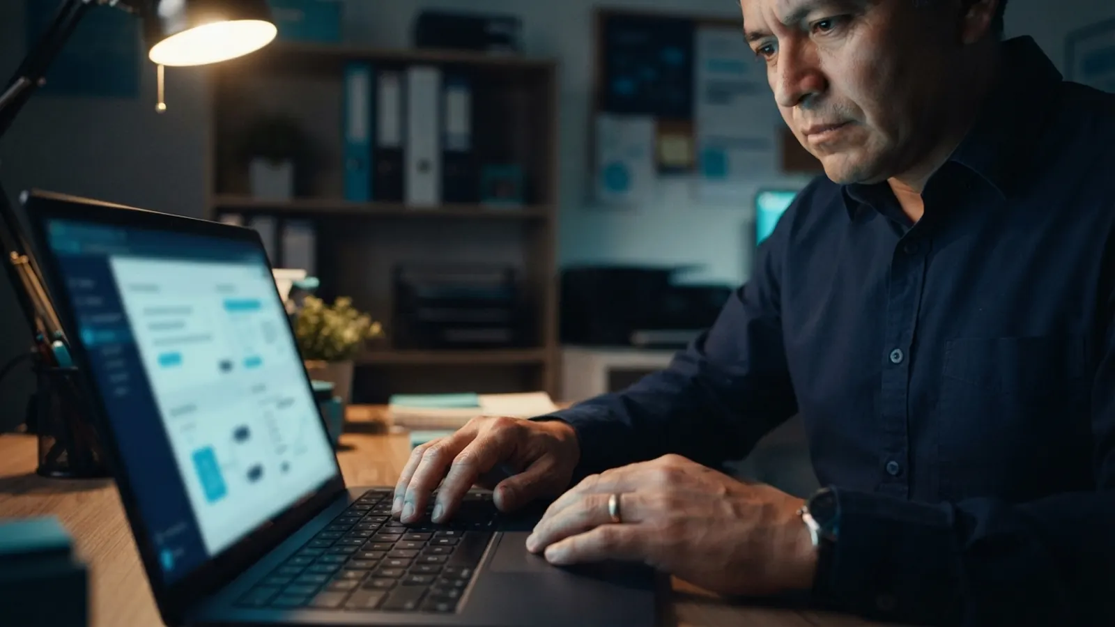 El proceso: una persona trabajando en su computadora · Producción audiovisual mexicana: IA en pre, prod y post producción