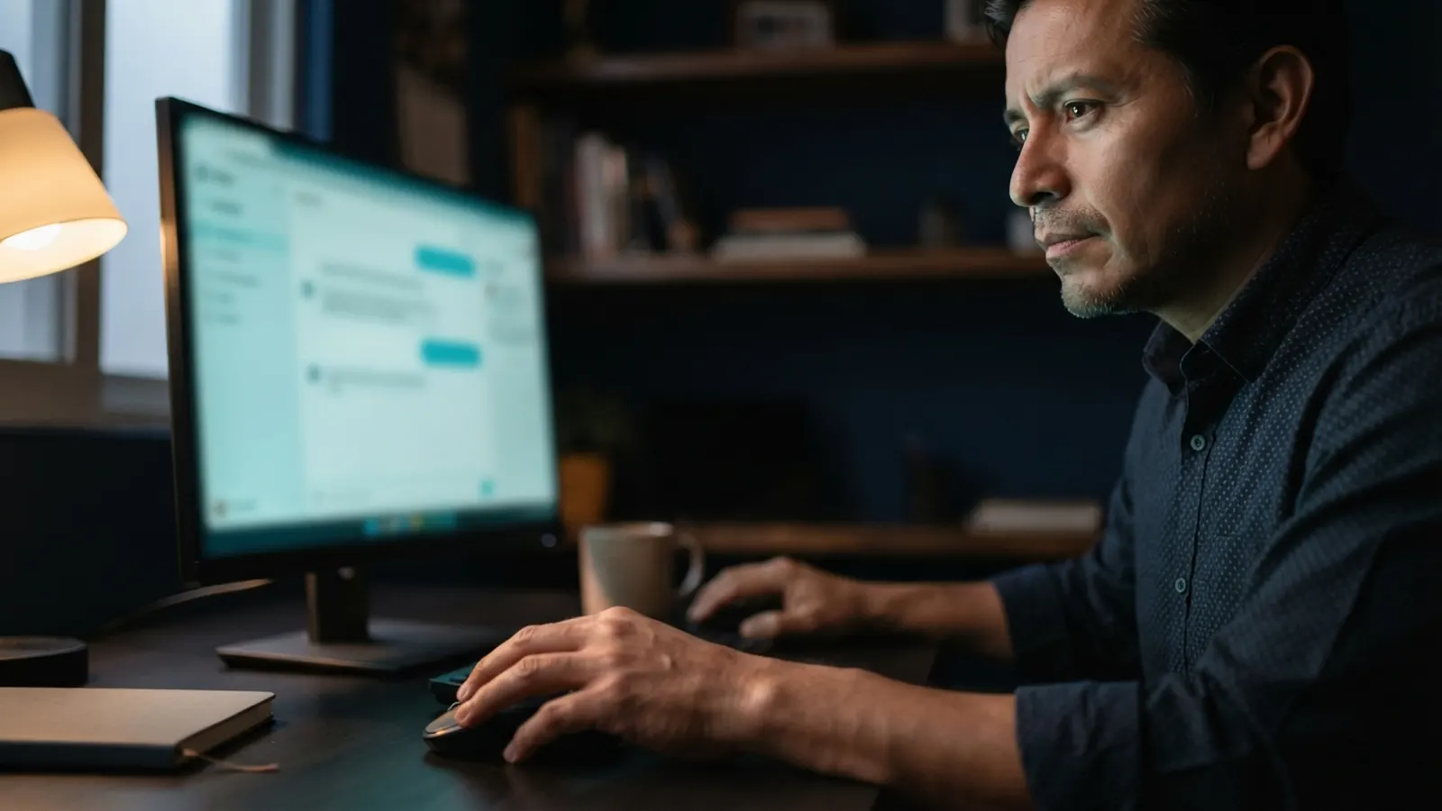 El proceso: una persona trabajando en su computadora · ROI IA Empresarial México 2026: Ganancias Reales