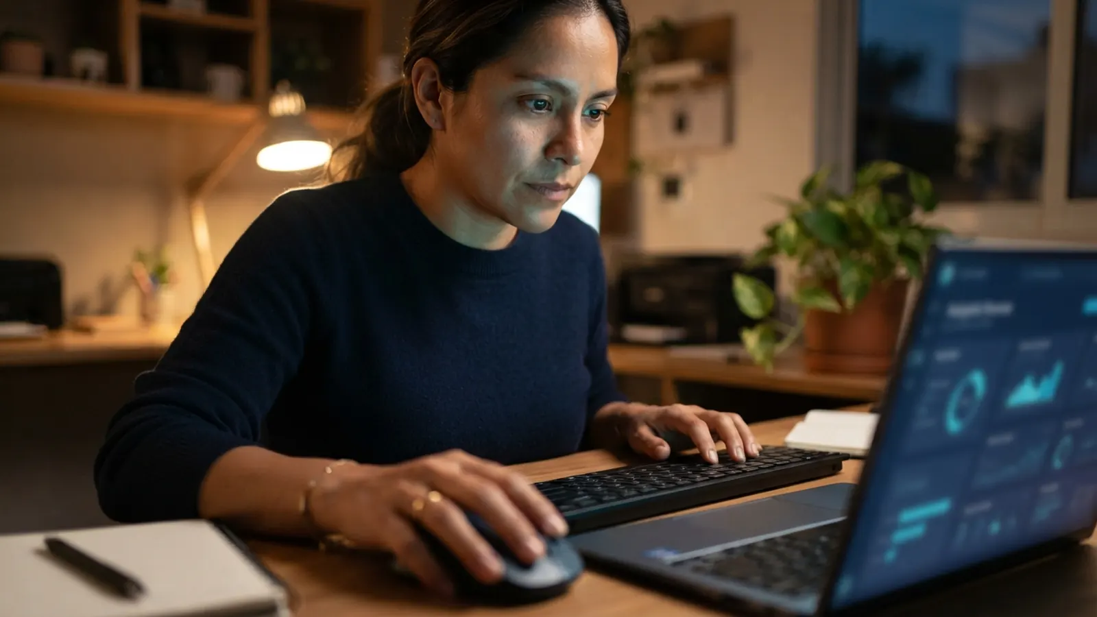 El proceso: una persona trabajando en su computadora · TechCrunch: Los Grandes Hitos de la IA en 2026